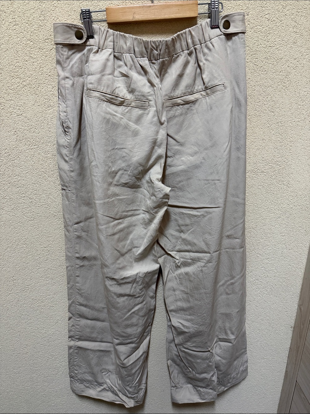 Banana Republic Cream Tencel Lyocell Wide-Leg Pants Pleated Front #005 - Picture 5 of 13